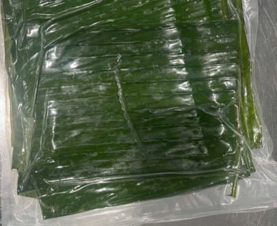 Frozen banana leaves