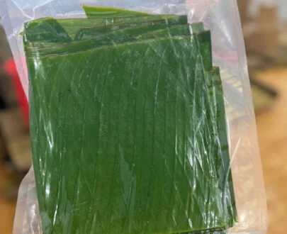 Frozen banana leaves